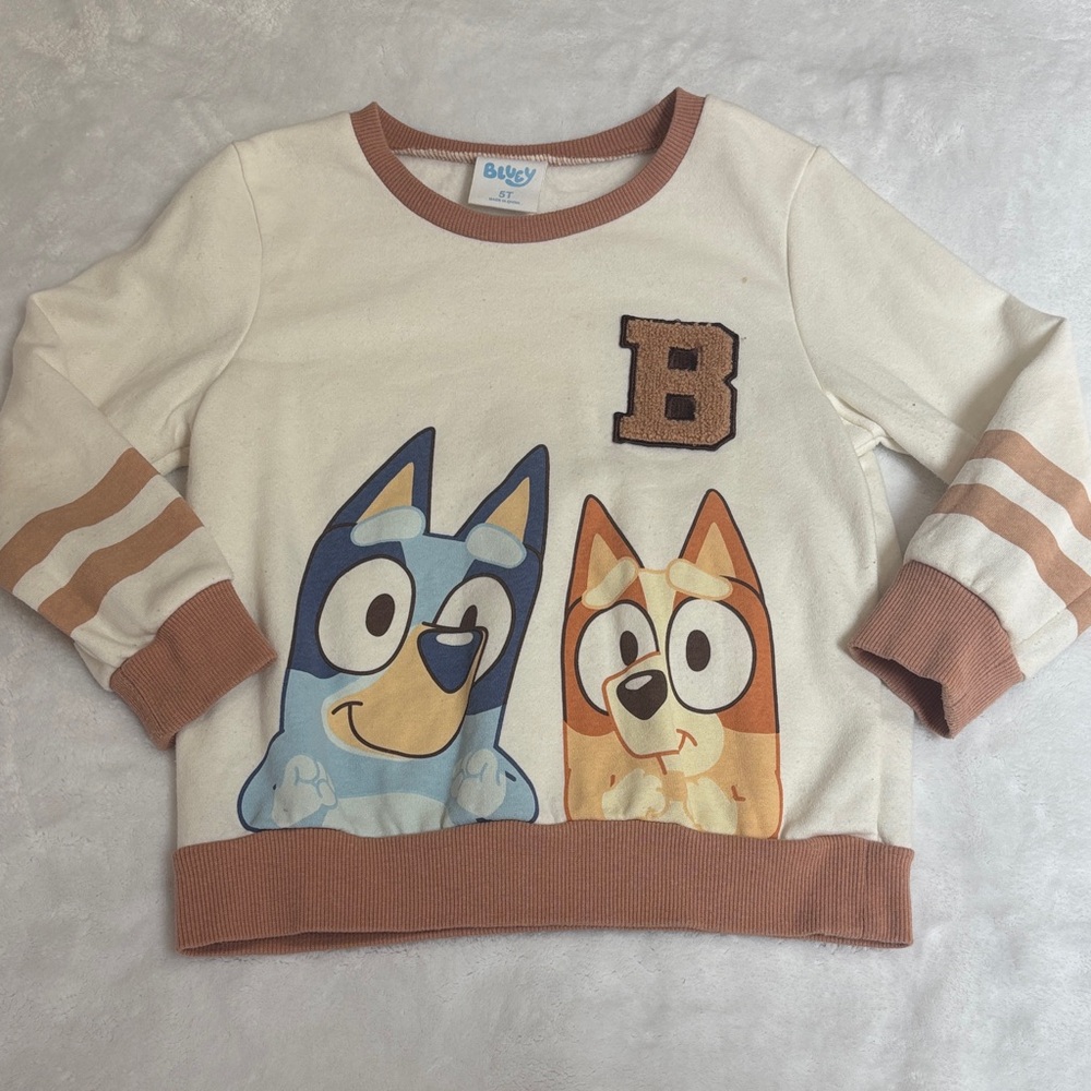 Kids' Bluey Cream & Tan Crewneck Sweatshirt